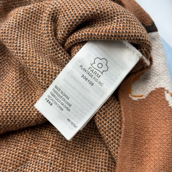 🆕 FARM Rio 🧿 NWOT Retro Flowers Turtleneck, Orange & Brown - Picture 12 of 13